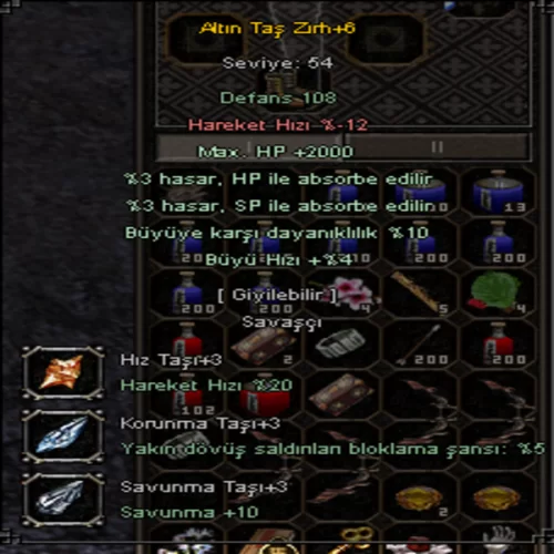 Altın Taş Zırhı +6   2000 HP full efsun